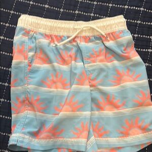 Blue and Pink Sun Patterned Swim Shorts